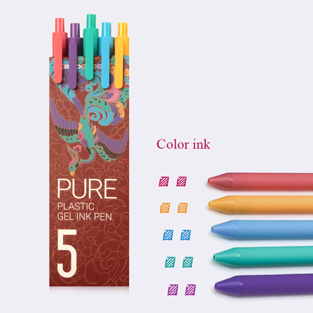 Caneta de gel puro KACO 5 unidades nova Colorful tinta 0,5 mm caneta de recarga canetas de assinatura cor doce concha pintura manual de contabilidade material escolar