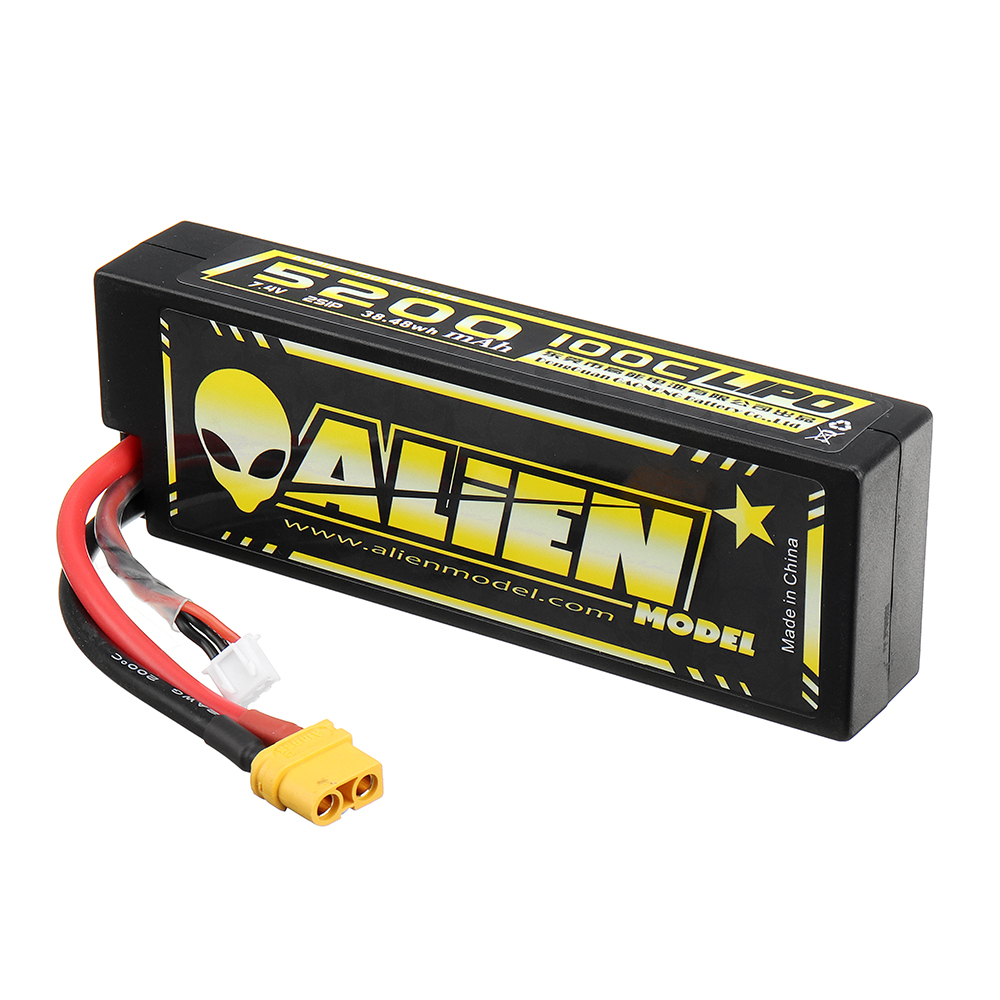 Alienmodel 2S 7.4V 5200mAh 100C Lipo Battery XT60 Plug for RC Car - Photo: 3