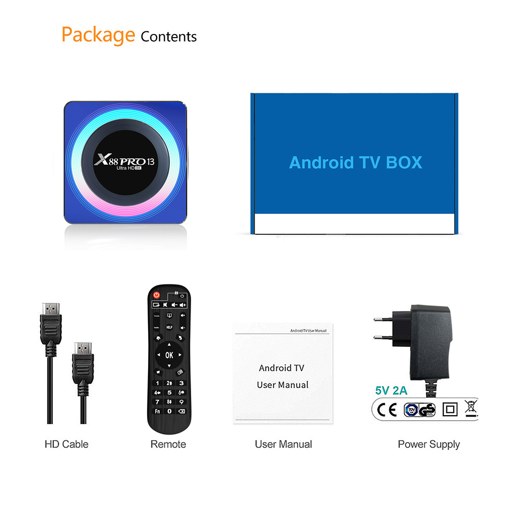 X88 Pro TV Box Android13.0 Rockchip RK3528 Quad-Core 4+32GB Cortex-A53 Support 8K Video Decoding Wifi6 BT5.0 Set Top Box