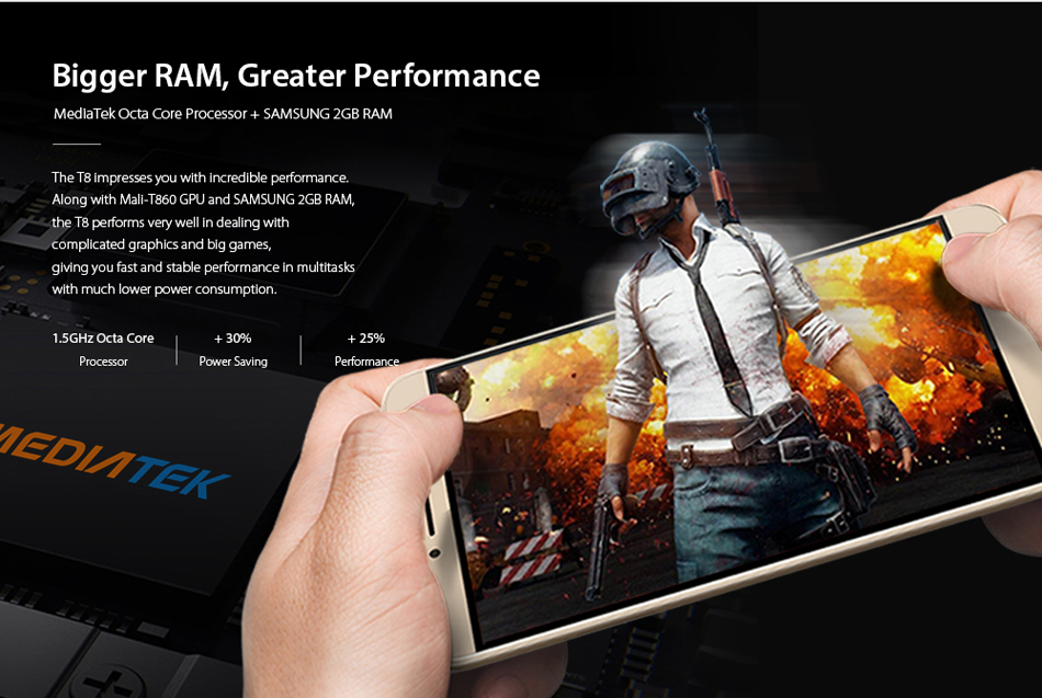 LEAGOO T8 5.5 Inch FHD+ Android 8.1 3080mAh 2GB RAM 16GB ROM MT6750T Octa Core 4G Smartphone