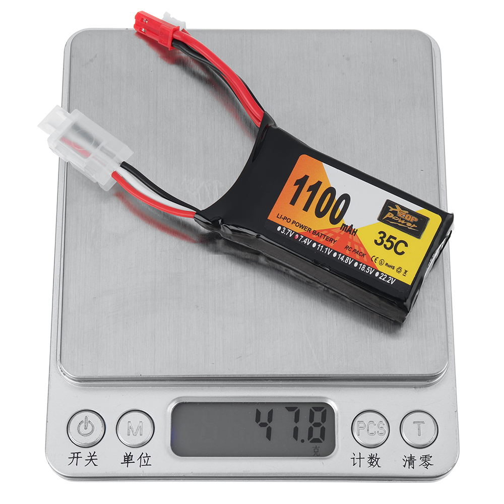 ZOP Power 7.4V 1100mAh 35C 2S LiPo Battery JST Plug for RC Helicopter FPV Drone Car