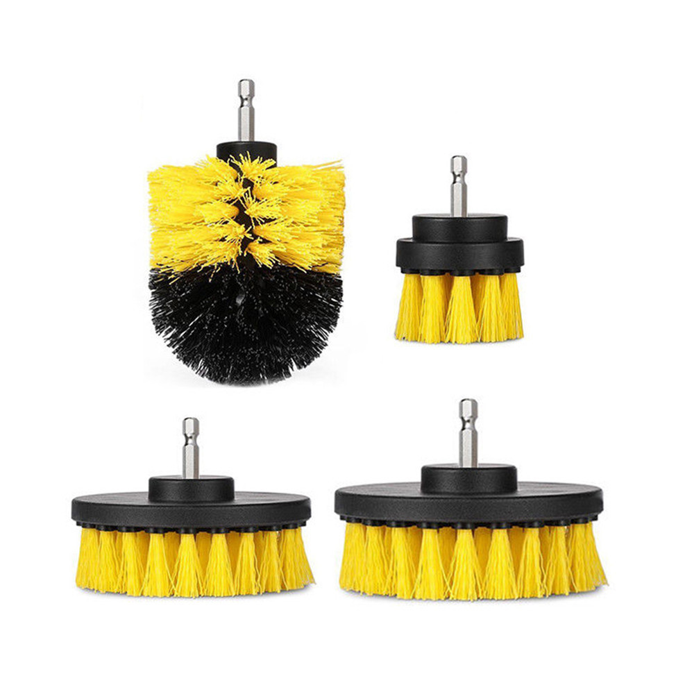 4pcs 2/3.5/4/5 Inch Drill Brush Kit Tub Cleaner Scrubber Cleaning Brushes Yellow/Red/Blue