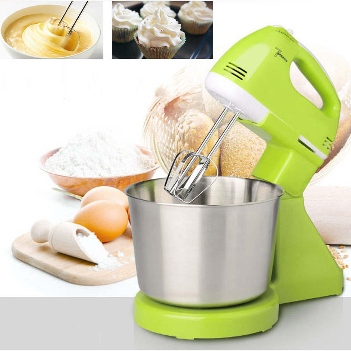 7 Speed Electric Egg Beater Dough Cakes Bread Egg Stand Mixer + Hand Blender + Bowl Food Mixer Kitchen Accessories Egg Tools 41