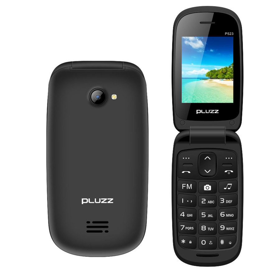 

PLUZZ P523 2.4 Inch 750mAh FM Bluetooth LED Flashlight Dual SIM Dual Standby Flip Mini Card Phone
