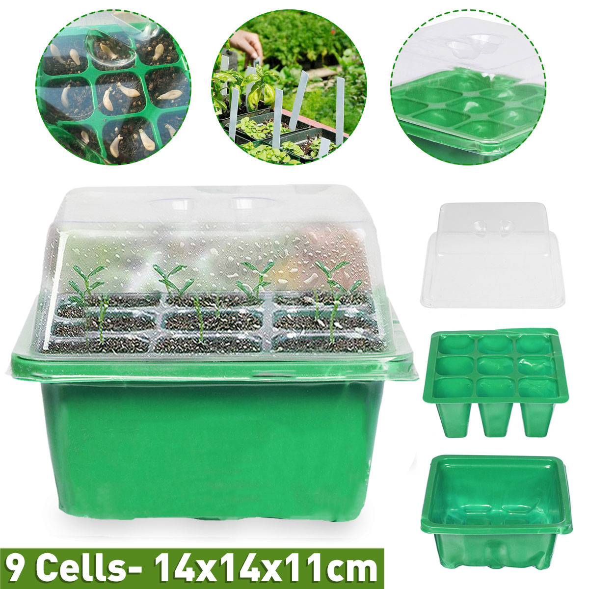 9 Holes Plastic Planting Box Set Nursery Pot Plant Grow Garden Germination Kit