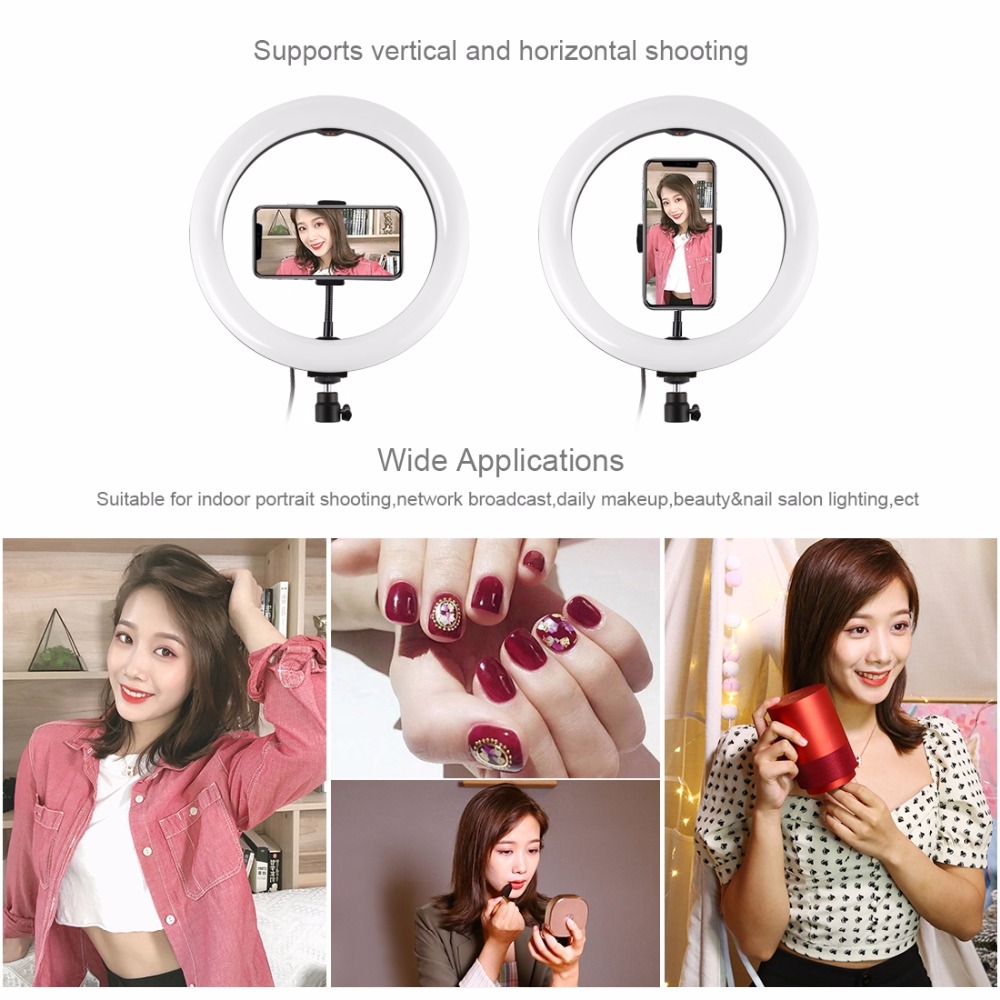 PULUZ PKT3066B 10.2 Inch Dimmable LED Selfie Video Ring Light with PU457B Tripod for Youtube Tik Tok Live Streaming