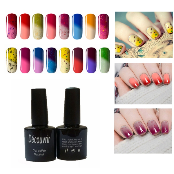 DECOUVRIR Temperature Change Nail UV Gel Color Changing Polish Gradient Thermal Chameleon Cute