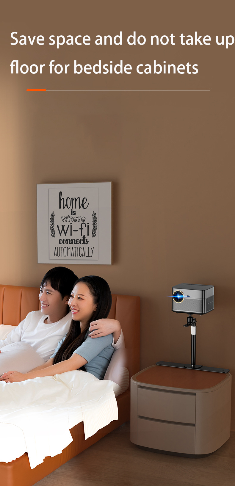 Projector Bracket Hidden Home Bedside Sofa Plug-in Free Installation Free Punching Slot Telescopic Shelf