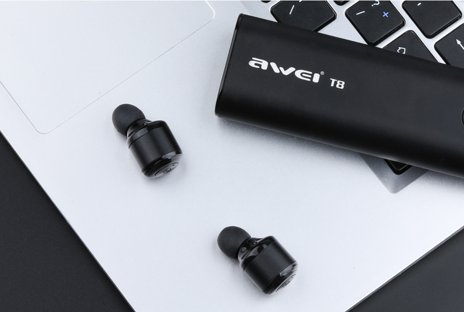 [Truly Wireless] AWEI T8 Mini Stereo Heavy Bass Bluetooth Earphones With Charger Box Power Bank 25