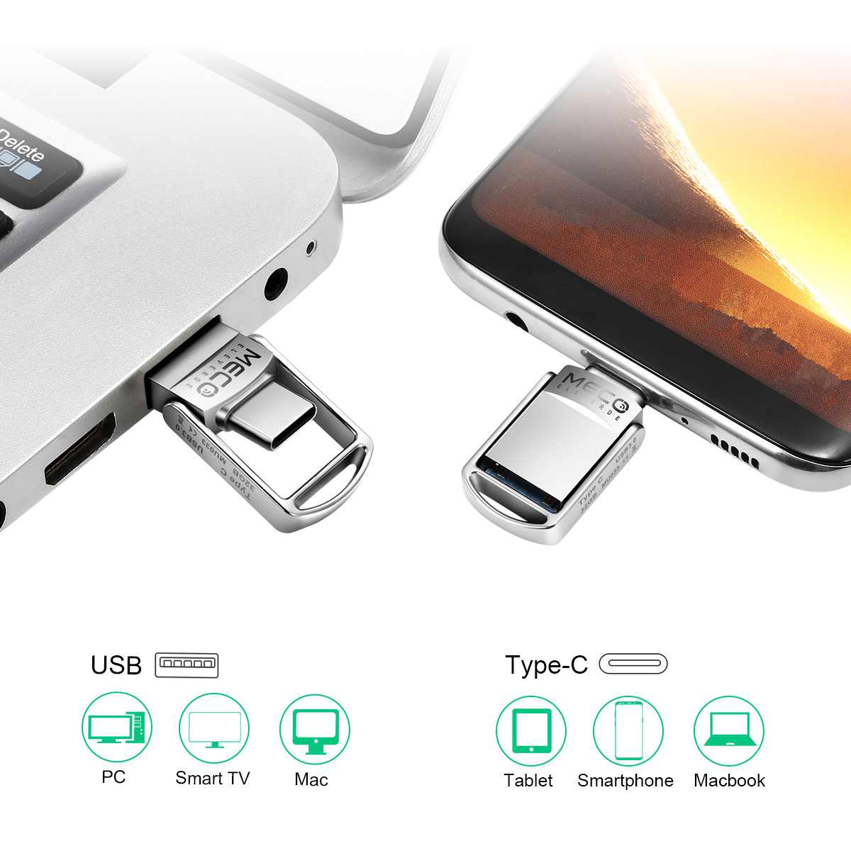 MECO 32GB 64GB Type C USB 3.0 Flash Drive OTG Pen Drive Pendrive Mini Memory Stick Disk For Huawei For Xiaomi Laptops 26