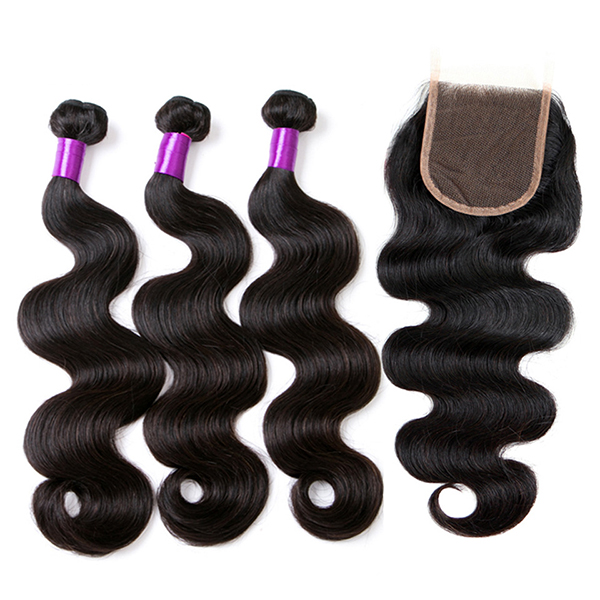 1 Bundle Brazilian Body Wave Wig 100% Lace Human Virgin Hair Extensions  Lace Frontal Natural