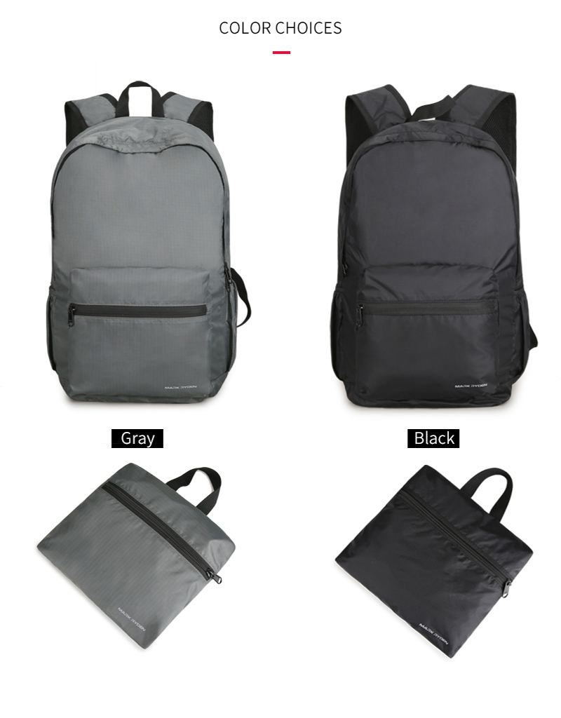 Mark Ryden Folding Backpack 14 Inch Nylon Backpack Lightweight Bag Level 4 Water Repllent 150g Weight YKK Zip Bags For Mens Women Travel Camping