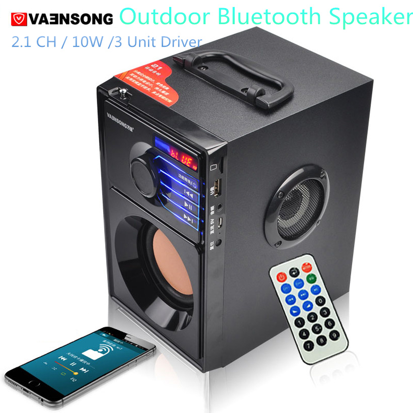 VAENSON A10 Portable Wireless Bluetooth Speaker USB Column MP3 Play FM Radio Stereo Subwoofer 7