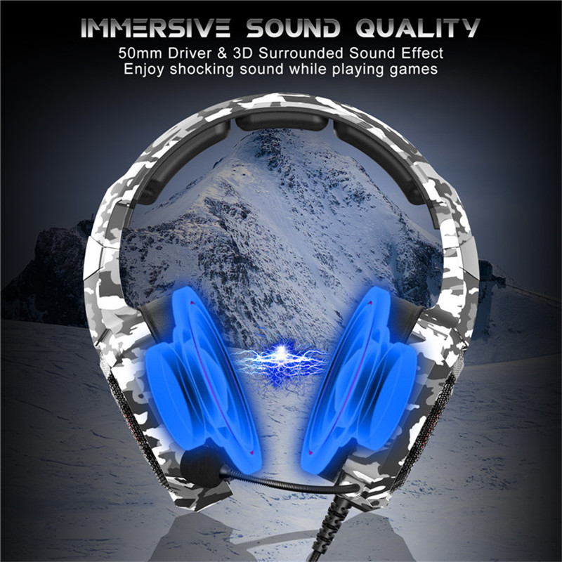 ONIKUMA K8 Gaming Headset Wired Stereo Headphones Noise-canceling LED Light Earphone for PS4 XBox PC Laptop Tablet