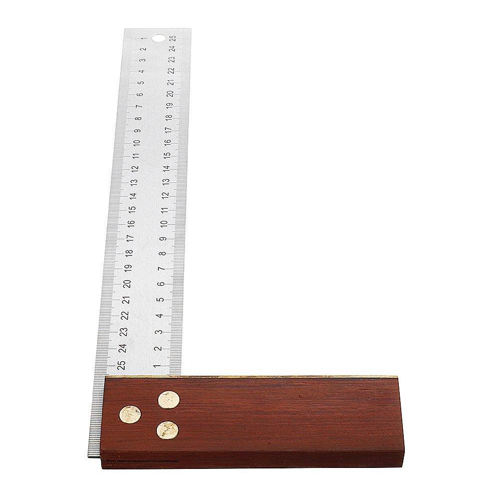 Drillpro 90 Degree Angle Ruler 300mm Stainless Steel Metric Marking Gauge Woodworking Square Wooden Base 15