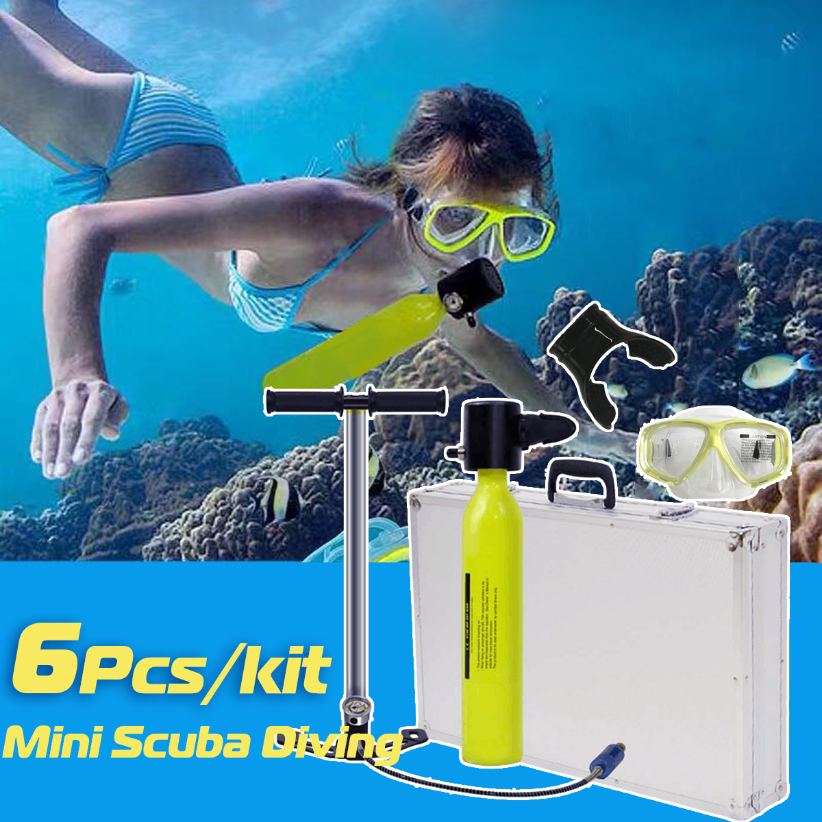 Mini Scuba Diving Cylinder Spare Air Tank Breath Underwater Oxygen Tank Kit Case Set 13