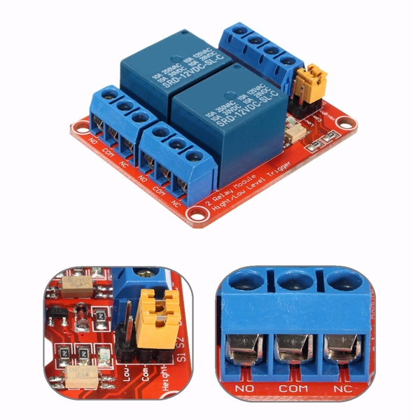 12V 2 Channel Relay Module With Optocoupler Support High Low Level Trigger For Arduino