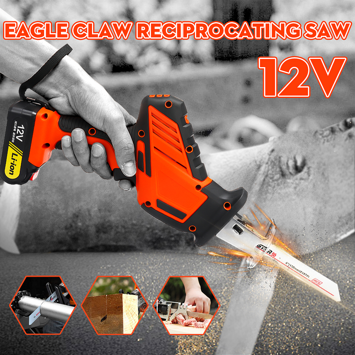 12V/16.8V/21V Reciprocating Saw Kit 2 Lithium Batteries 1 Charger Electric Saw Wood Work Stepless Speed Saws