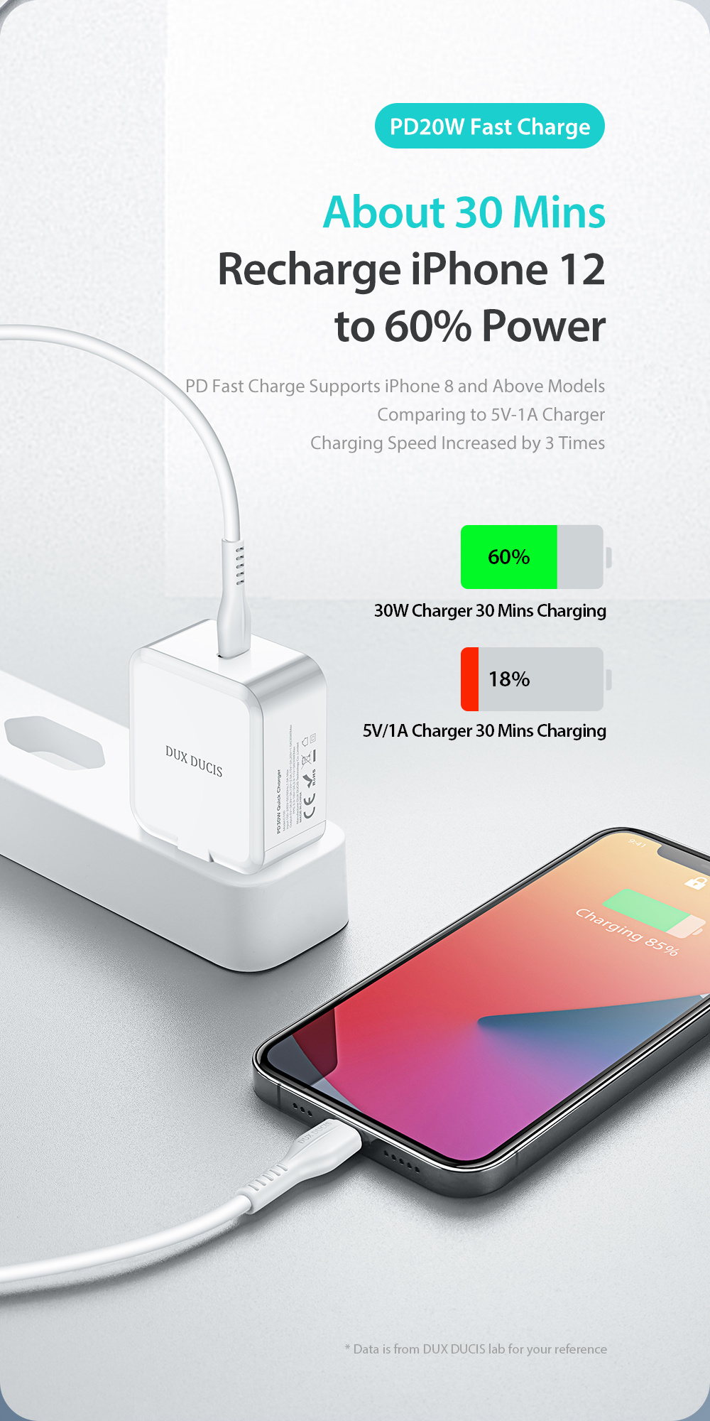 DUX DUCIS C100-PD 30W USB PD Charger PPS PD3.0 QC3.0 FCP SCP Fast Charging Wall Charger Adapter EU Plug For iPhone 13 Pro 13 Mini For Samsung Galaxy S21 5G Note 20 For iPad Pro 2020 For MacBook Air M1 2020