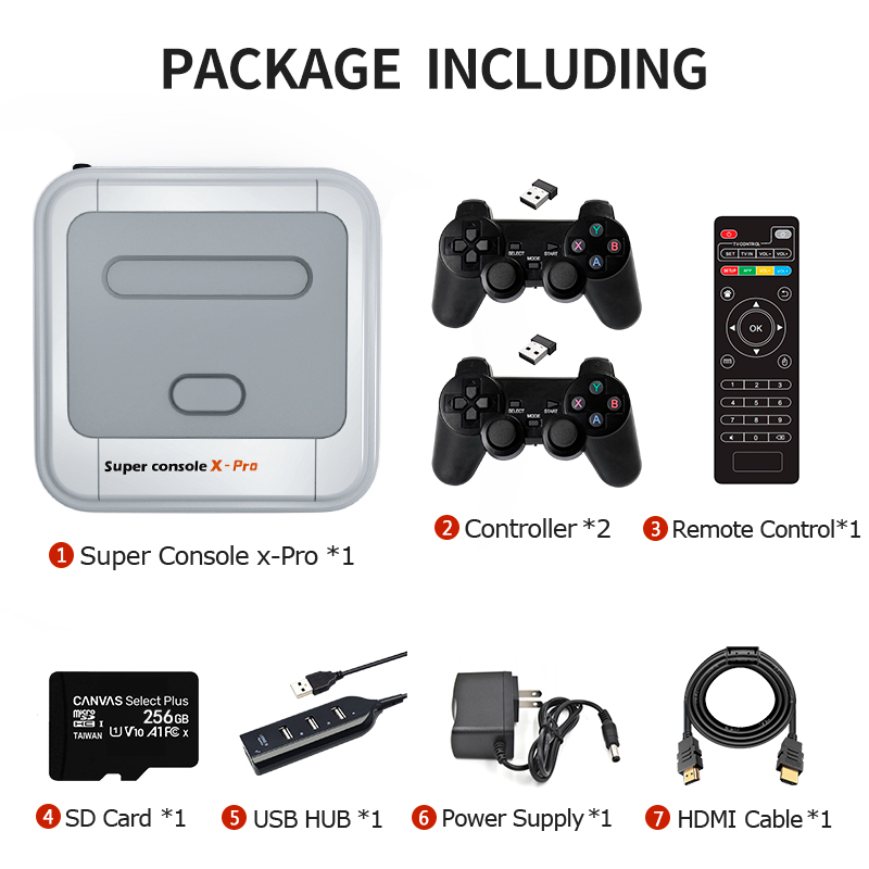 Super Console X Pro Amlogic S905X Wireless TV Game Console 64GB 128GB 50000+ Games Player TV Box 4K HD for PSP PS1 N64 NES Atatri GB Support APP Download