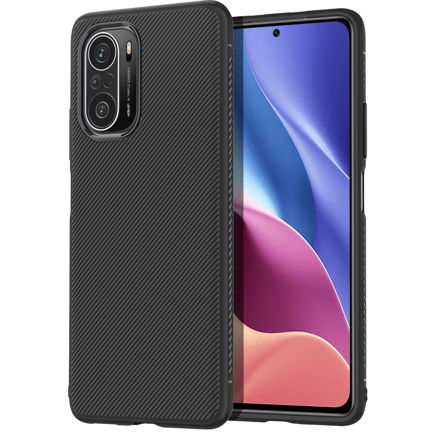 Bakeey for POCO F3 Global Version Case Carbon Fiber Texture Slim Soft Silicone Shockproof Protective Case Back Cover
