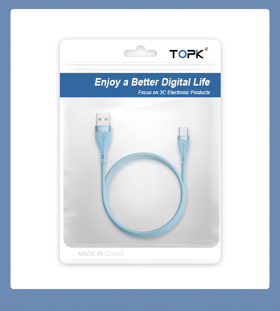 TOPK AN46 3A Type-C Aluminum Alloy Liquid Silicone Fast Charging Data Cable 1.2M for Samsung Galaxy S21 Note S20 ultra Huawei Mate40 P50 OnePlus 9 Pro