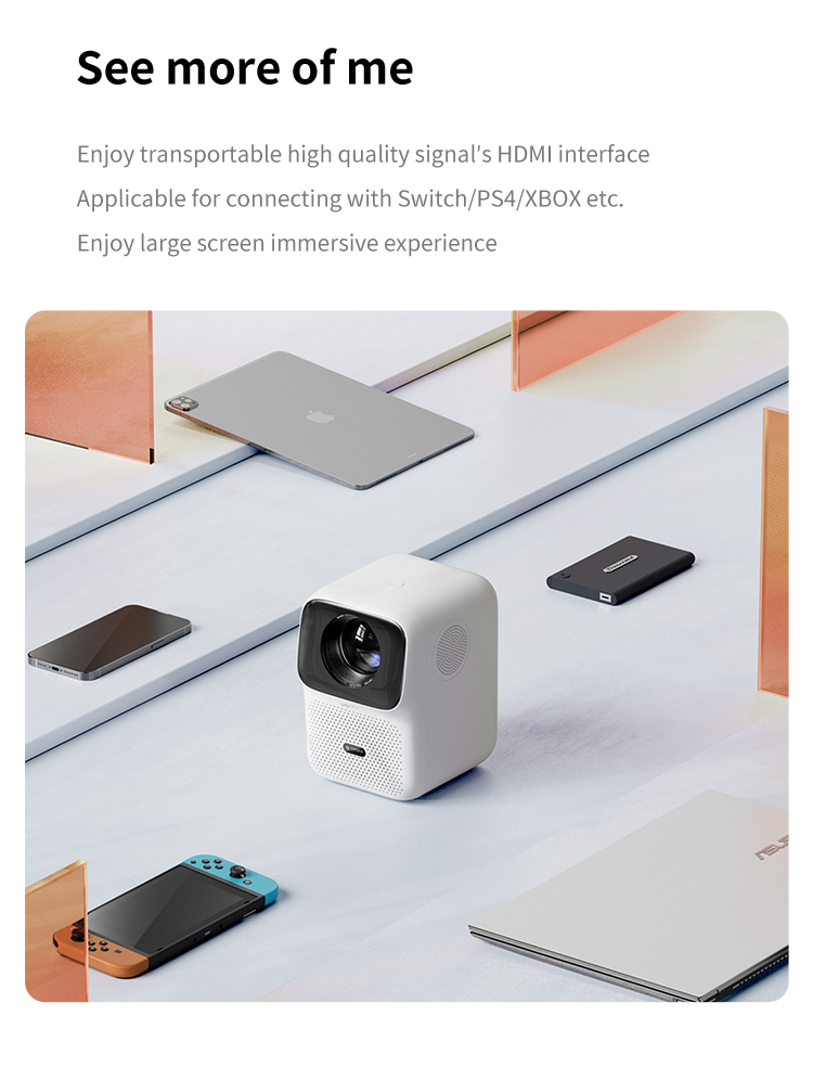Wanbo T4 WIFI6 Android Projector 1080P 450 Ansi Lumens Android9.0 16GB Storage Auto Focus Keystone Correction Wireless Mirroring Home Theater Outdoor Movie