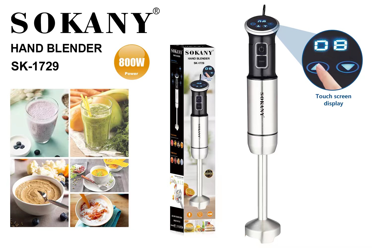 SOKANY 1729 Hand Blender Home Multifunctional Crushed Ice Juice Cooking Machine
