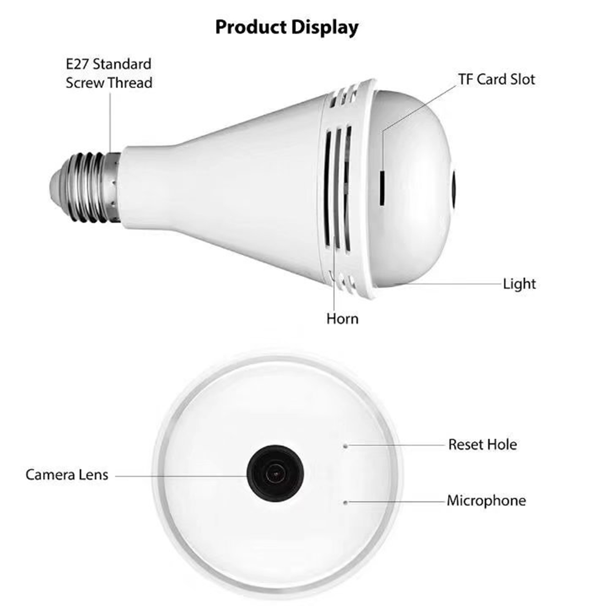 360° HD 960P 1080P WiFi IP Camera LED Light Bulb Bluetooth Speaker Security Monitoring 73