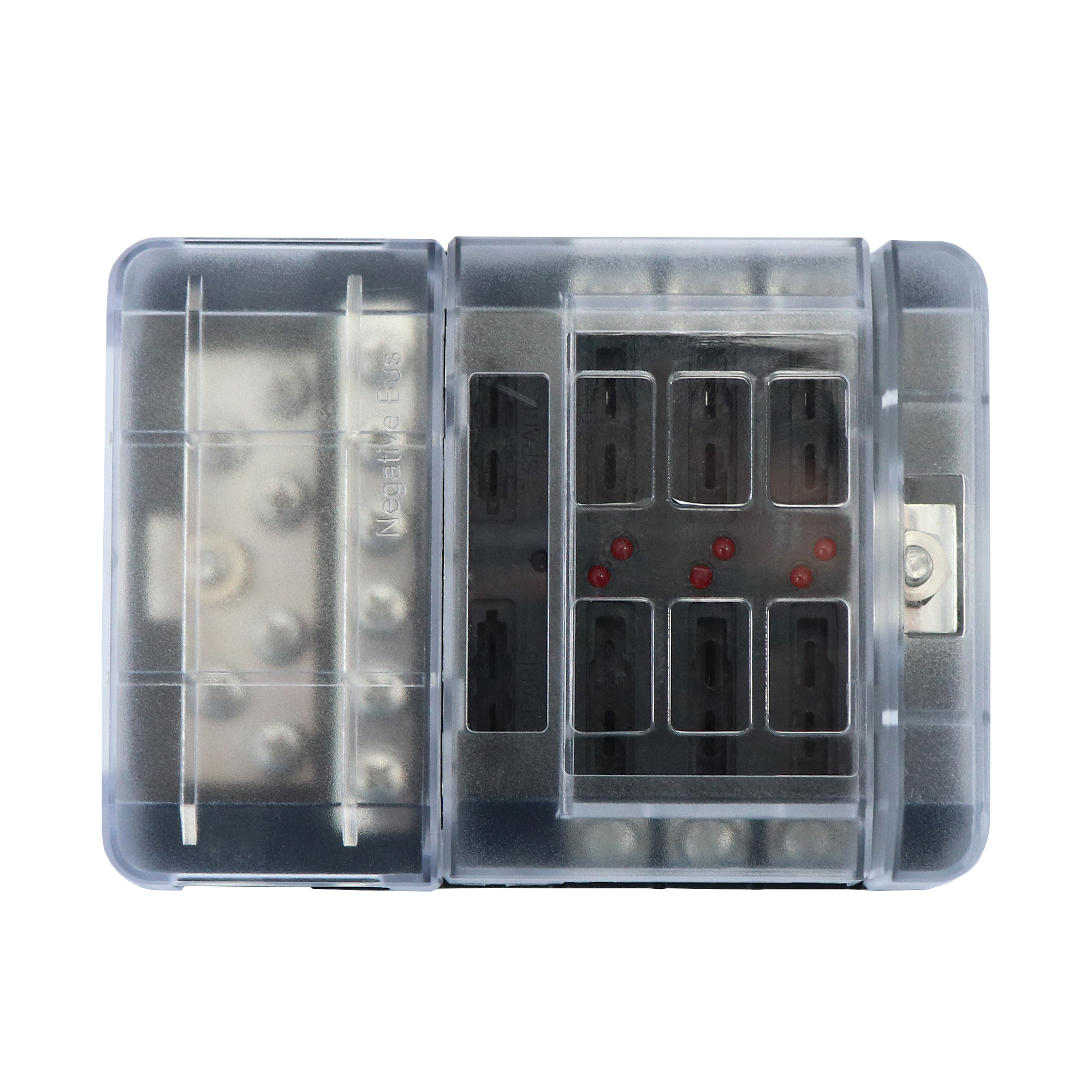 6 Way Fuse Box with Thumbscrew and LED Indicator 6 Circuit Blade Fuse Block Holder W/Negative Bus Waterproof Cover Label Sticker for 12V/24V Auto Car RV Marine Boat and Yacht