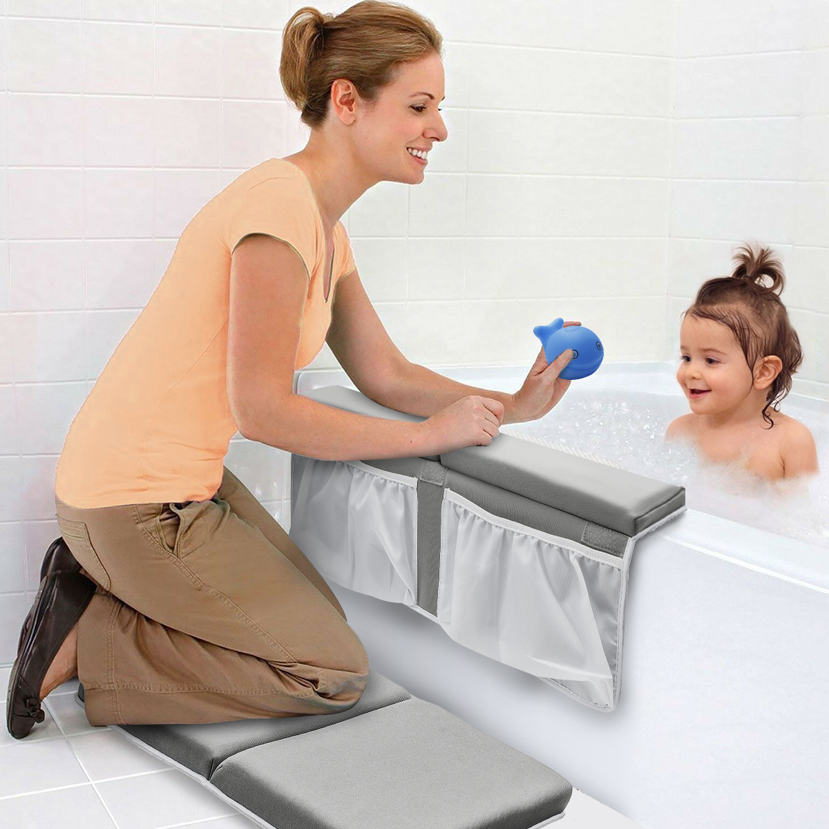 KINGSO Non-toxic Waterproof Baby Bath Kneeler Pad Foldable Non-slip Baby Kneeling Mat