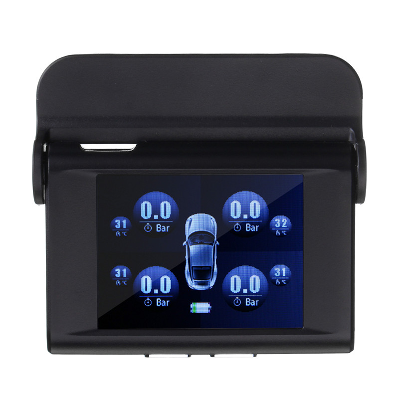 TPMS Type Pressure Monitor System Auto Solar Energy Power 4 External Sensors