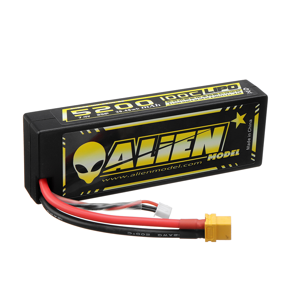 Alienmodel 2S 7.4V 5200mAh 100C Lipo Battery XT60 Plug for RC Car - Photo: 2