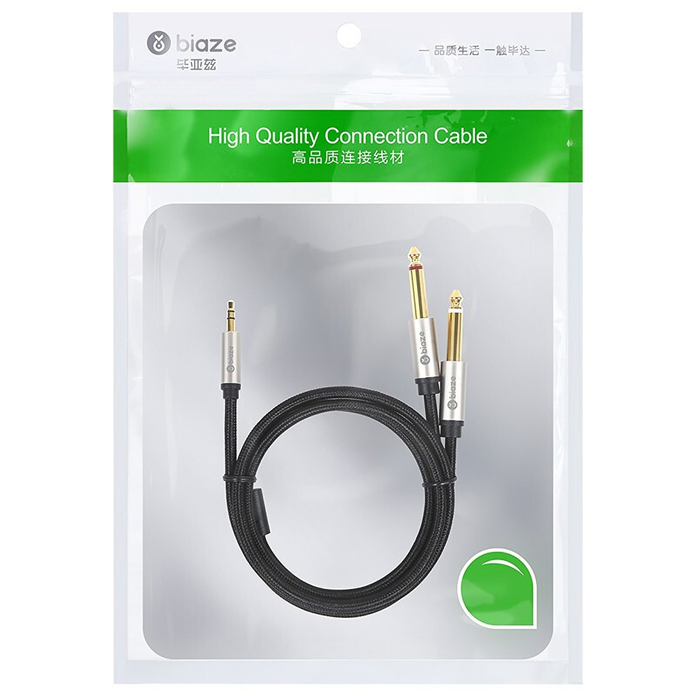 Biaze 3.5mm to Dual 6.5mm Audio Cable 3m 1 to 2 Audio Cable Connector Silver Plating for Mobile Phone Computer Sound Y56