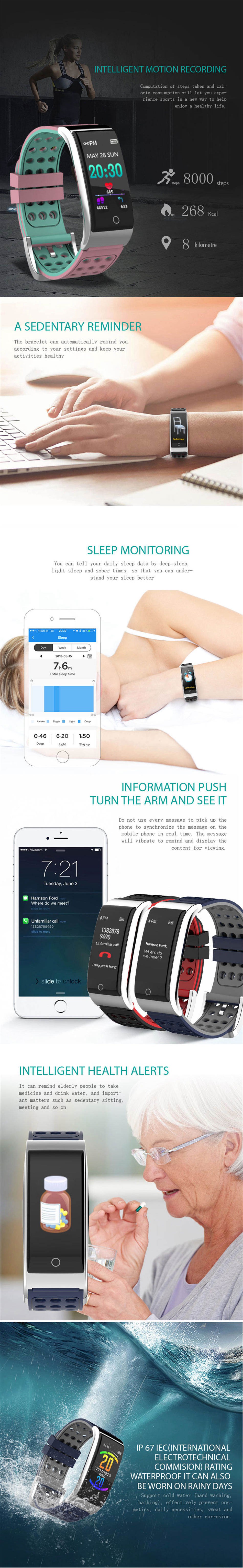 Bakeey E08 ECG EKG Blood Pressure Monitor Fitness Tracker 3D Color UI IP67 Long Standby Smart Watch 11
