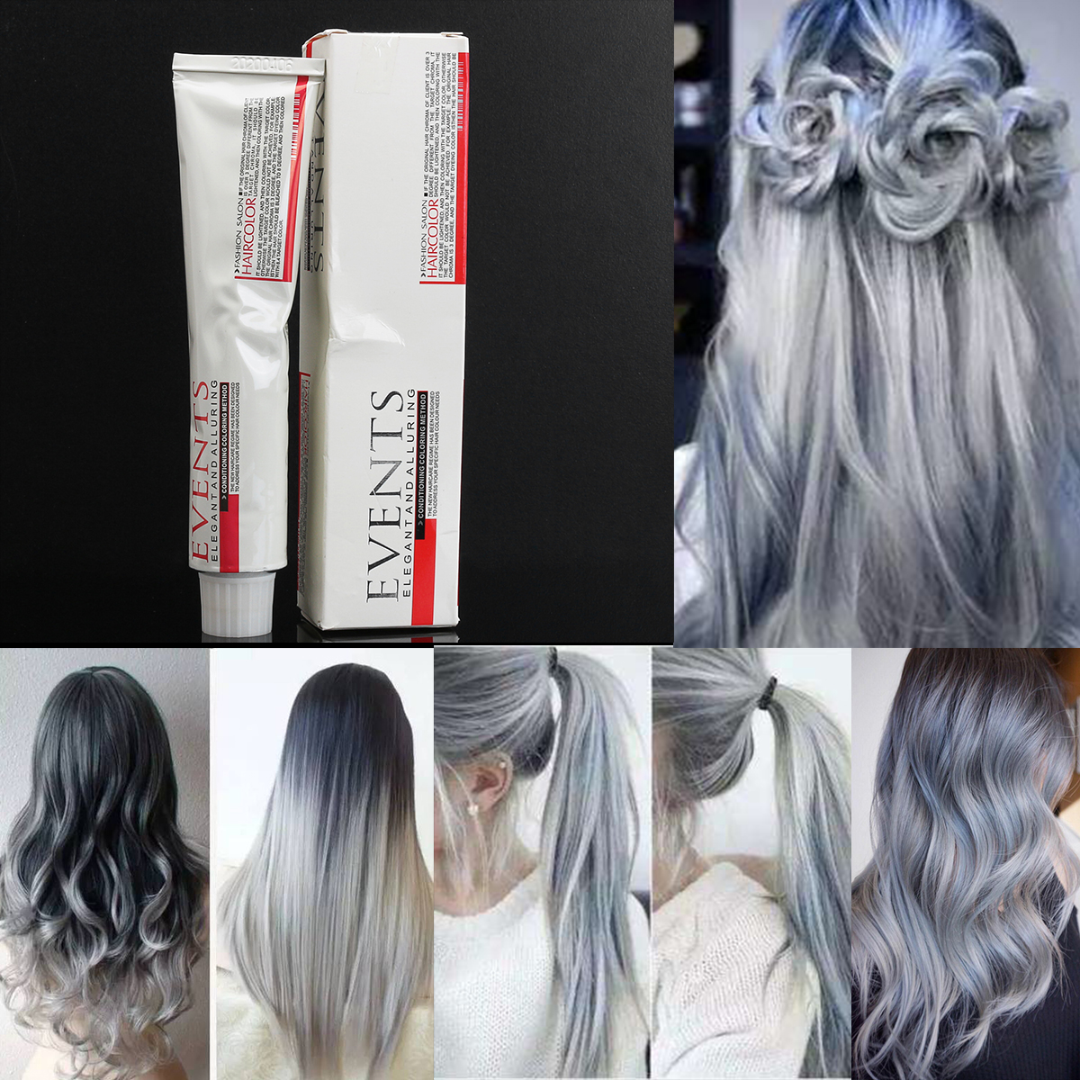 Semi-Permanent Light Gray Hair Dye Color Cream Chalks Lasting Fashion Styling DIY Men Women 