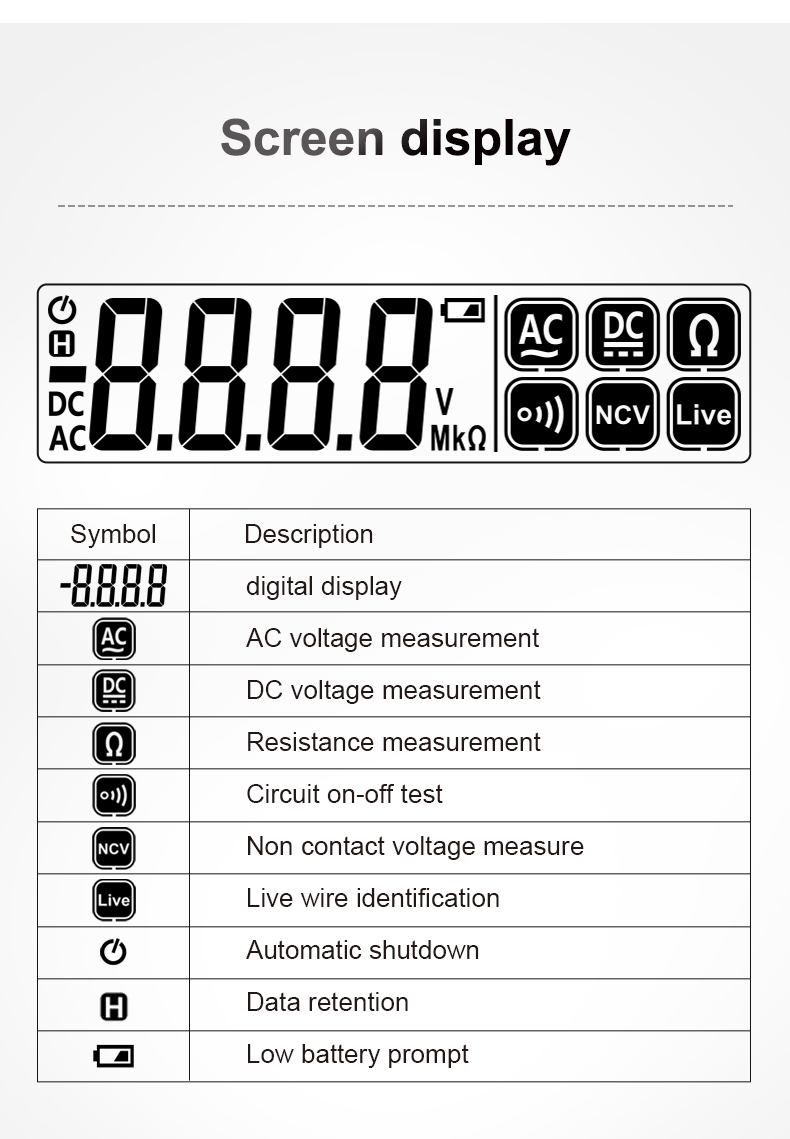 MESTEK Pen Type Digital Multimeter 4000 Counts NCV Multimetro AC/DC Voltage Resistance Diode Continuity Voltage Tester