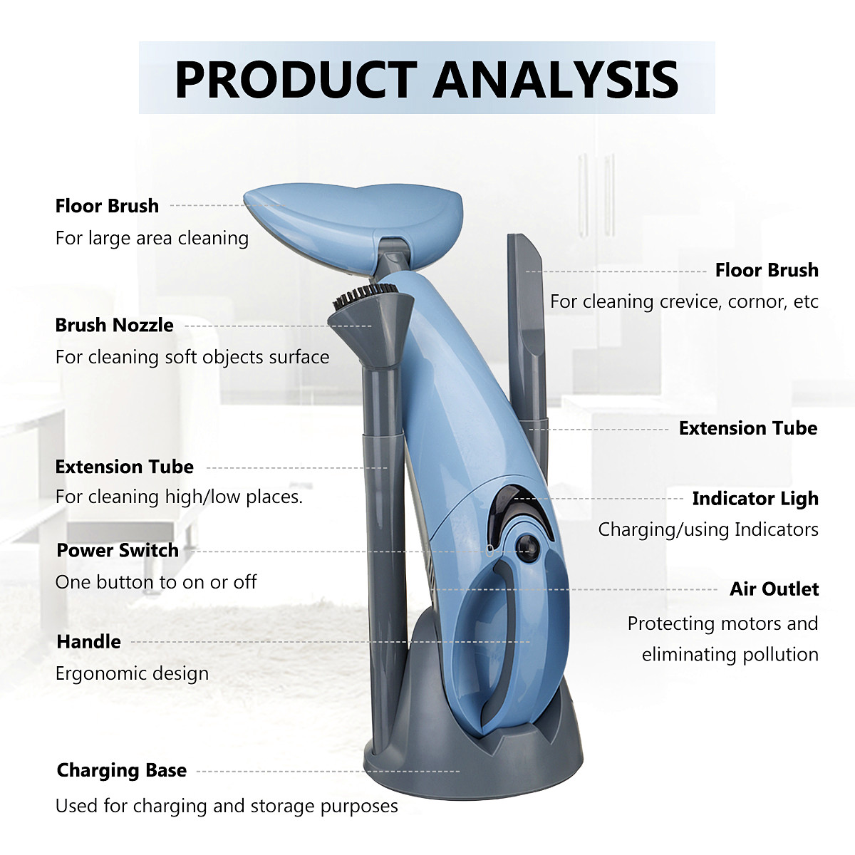100W Handheld Wireless Convenience Rechargeable Household Car Vaccum Cleaner