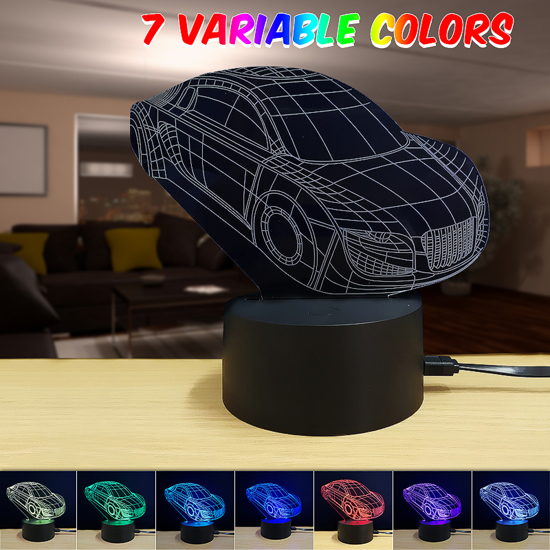 USB Touch Sensor Racing Car Desk Lamp Colorful LED Bedside Table Light