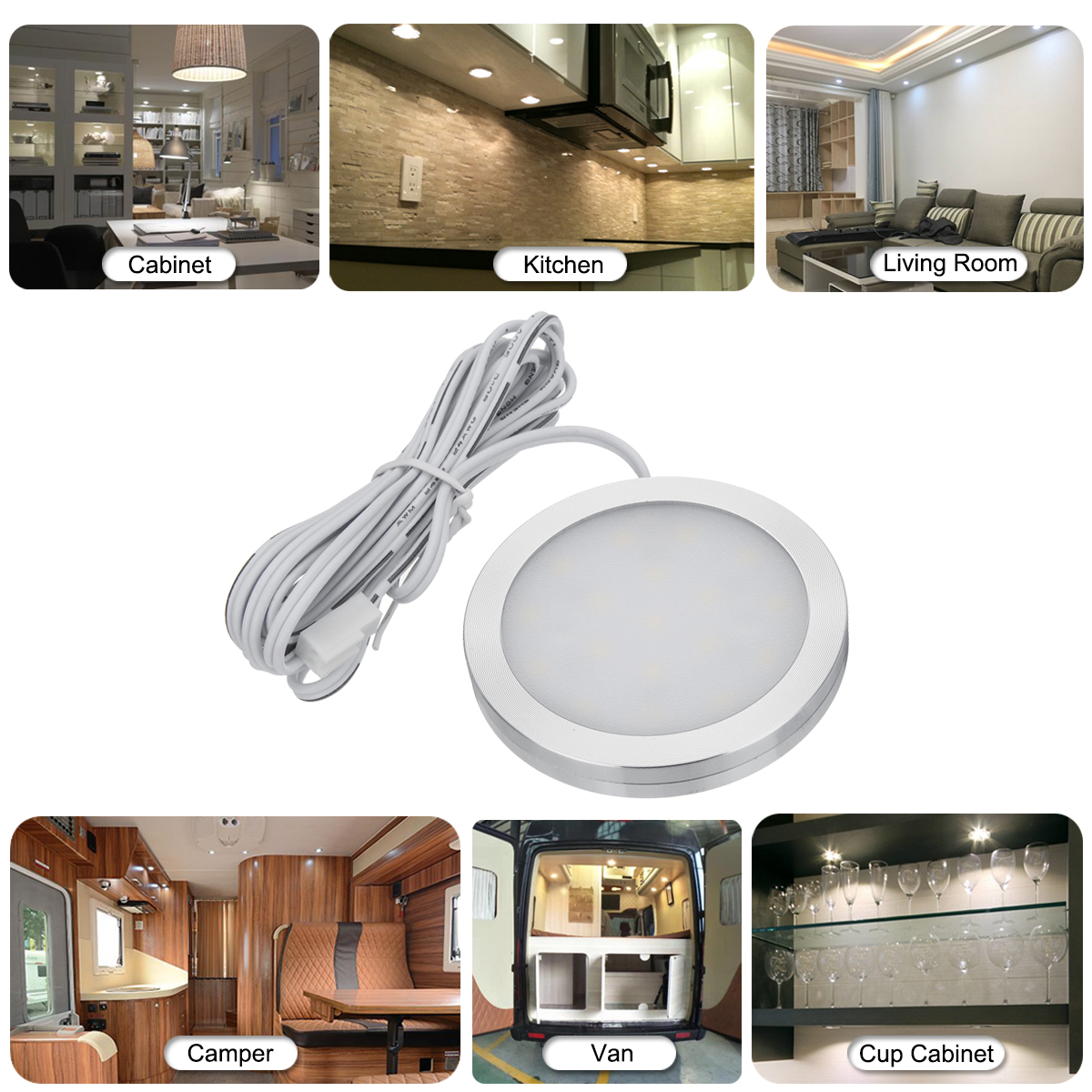 KROAK 12V Interior LED Spot Light For Camper Van Caravan Motorhome T4 T5 Kitchen Cabinets Cupboard