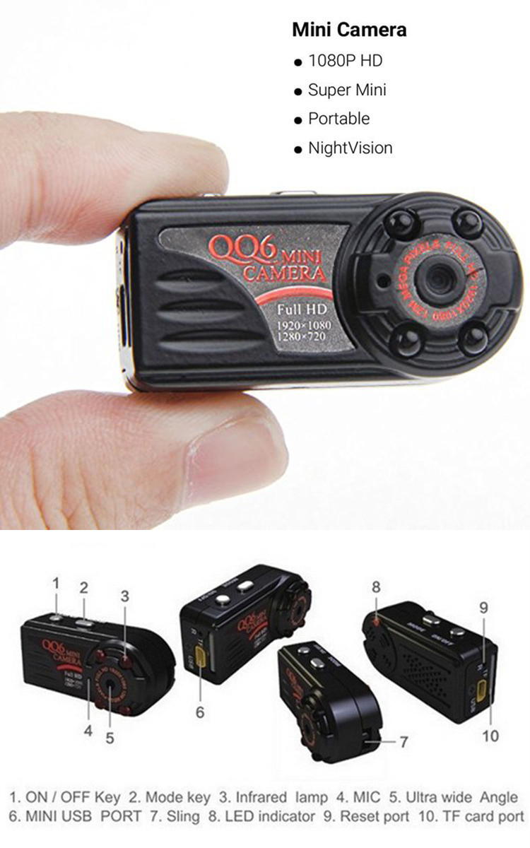 Terminal Abbreviate boycott QQ6 Full HD 1080P 720P Mini DV DVR Camera Camcorder Camcorders IR Nigh –  Reliable Store
