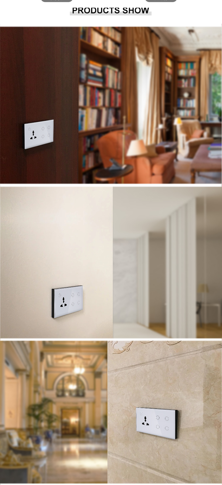MAKEGOOD 147*86MM UK Standard Combination Switch Touch Glass Panel Smart WIFI 4gang Light Switch and Wall Socket Voice Control