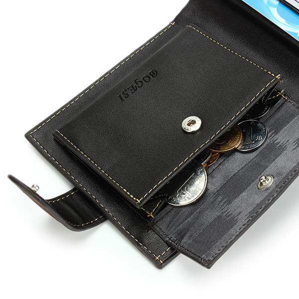 Men Bag, PU Business Three Fold, Short Money Bag, Card Coin Holder Wallet