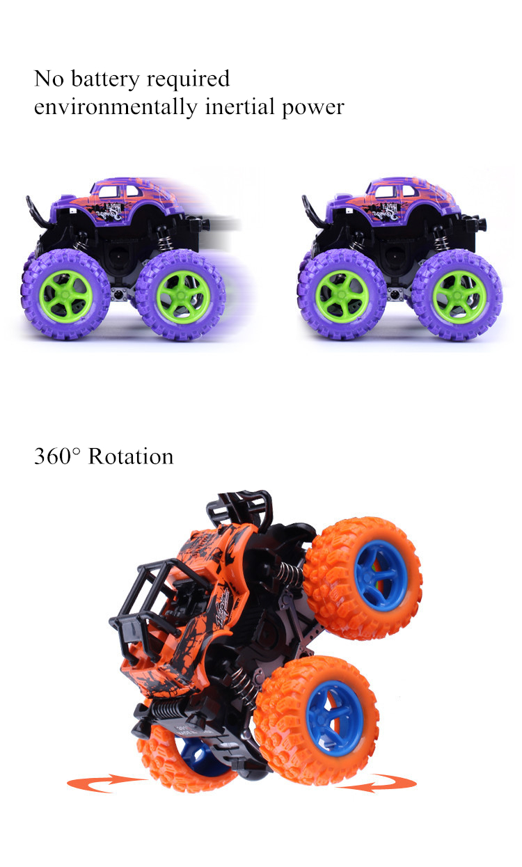 Classic Pull Back Big Foot Wheel Drive Car 9cm Rotatable Friction Power Shockproof Inertial Blocks Toys 49