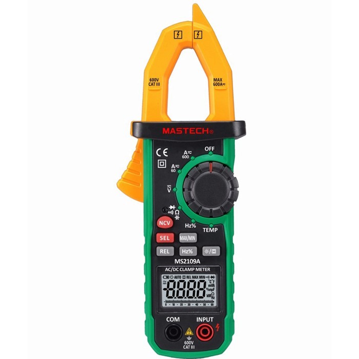 

MASTECH MS2109A Auto Ranging Digital AC/DC Clamp Meter Multimeter Frequency Capacitance Temperature NCV Tester