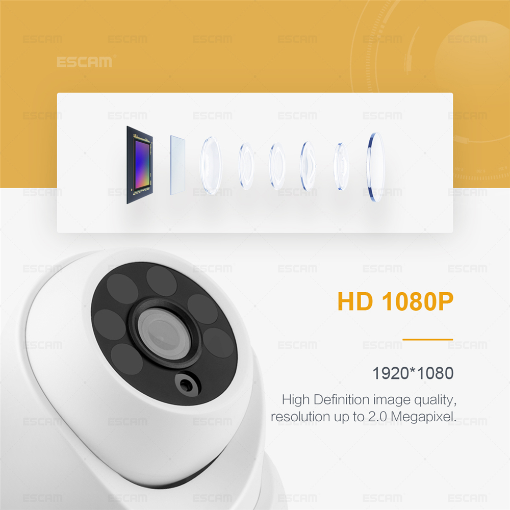 ESCAM QH001 ONVIF H.265 1080P P2P IR Dome IP Camera Motion Detection with Smart Analysis Function 44