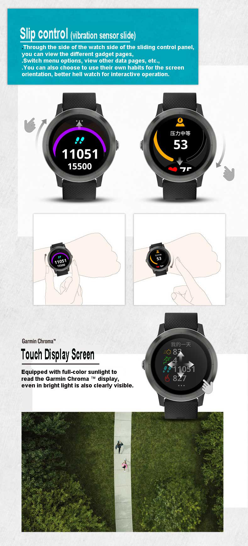 Garmin Vivoactive3 1.2Inch Touch Screen GPS+GLONASS Muti-sport Modes NFC Heart Rate Smart Watch 9