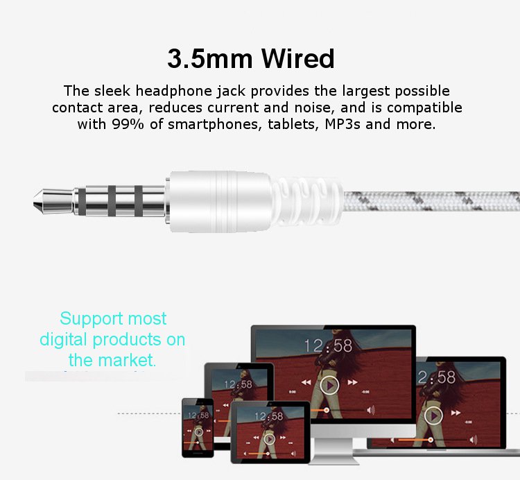 Universal 3.5mm Sports In-Ear Stereo Earbuds Earphone With Mic for Mobile Phone Computer MP3 9