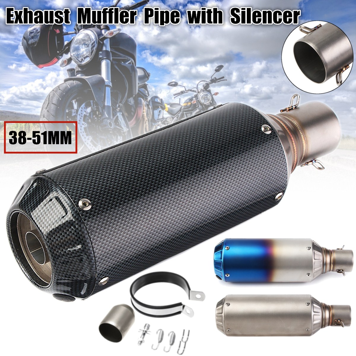 motorcycle exhaust muffler pipe with silencer