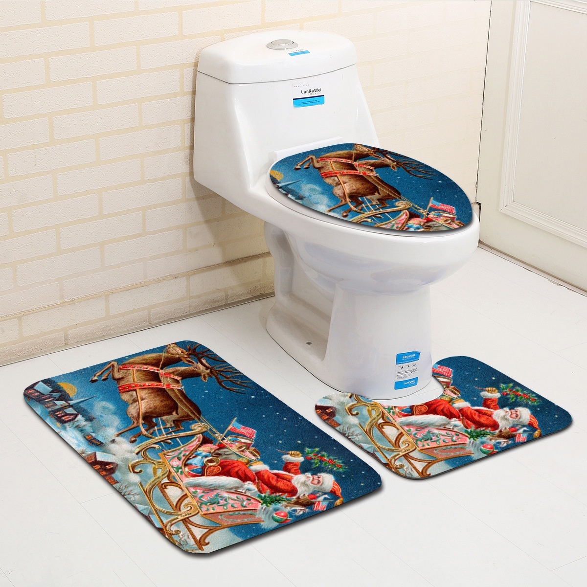 

Washable Bathroom Toilet Seat Covers Bathroom Carpet Anti Slip Bathroom Mat Set Bath Floor Mats
